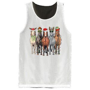 Western Christmas Horse Lover Happy Santa Claus Mesh Reversible Basketball Jersey Tank