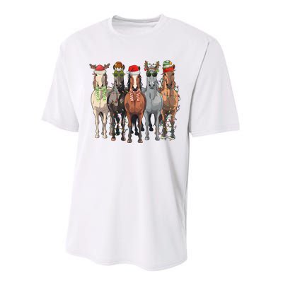 Western Christmas Horse Lover Happy Santa Claus Performance Sprint T-Shirt