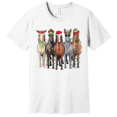 Western Christmas Horse Lover Happy Santa Claus Premium T-Shirt