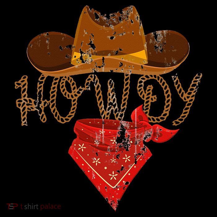 Western Cowboy Howdy Classic Fit Black Polyester & Cotton T-Shirt