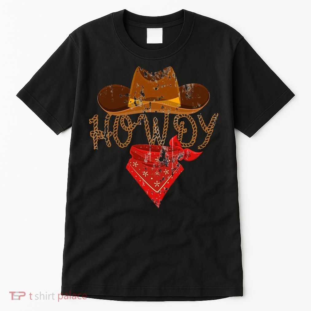 Western Cowboy Howdy Classic Fit Black Polyester & Cotton Tall T-Shirt