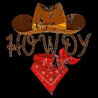 Western Cowboy Howdy Classic Fit Black Polyester & Cotton Drawstring Bag