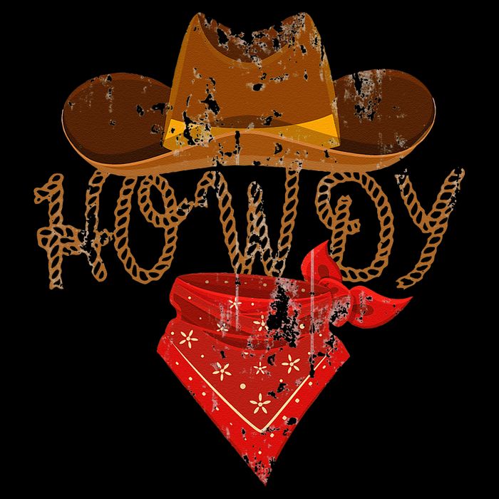 Western Cowboy Howdy Classic Fit Black Polyester & Cotton Drawstring Bag