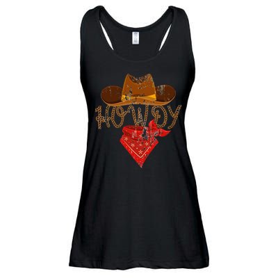Western Cowboy Howdy Classic Fit Black Polyester & Cotton Ladies Essential Flowy Tank