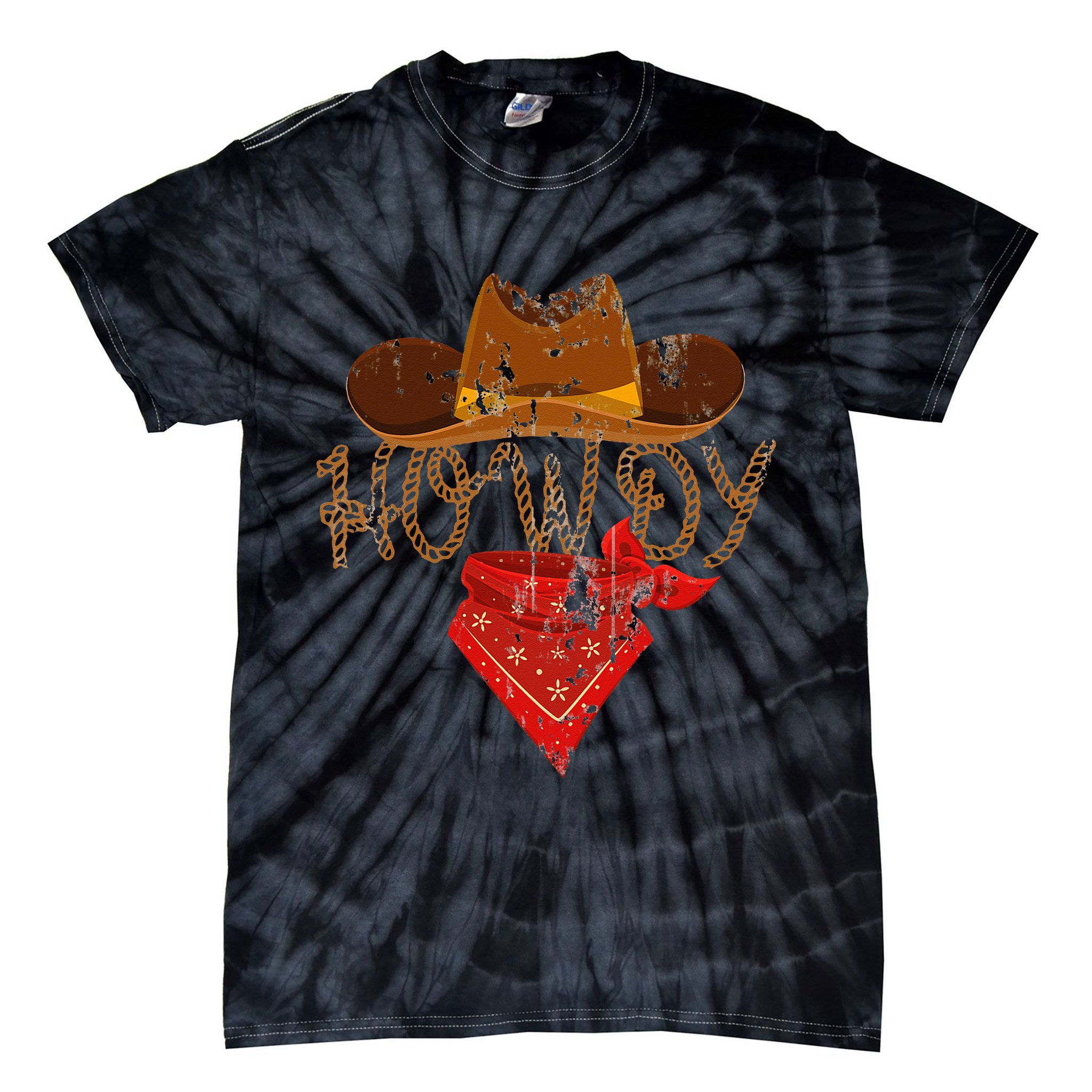 Western Cowboy Howdy Classic Fit Black Polyester & Cotton Tie-Dye T-Shirt