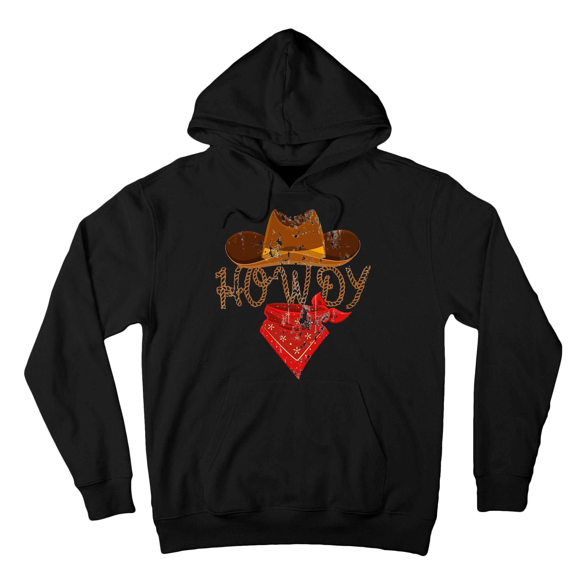 Western Cowboy Howdy Classic Fit Black Polyester & Cotton Tall Hoodie