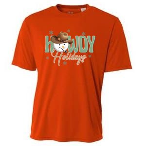 Western Christmas Howdy Cow Santa Christmas Howdy Holiday Gift Cooling Performance Crew T-Shirt