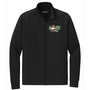 Western Christmas Howdy Cow Santa Christmas Howdy Holiday Gift Stretch Full-Zip Cadet Jacket