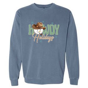 Western Christmas Howdy Cow Santa Christmas Howdy Holiday Gift Garment-Dyed Sweatshirt