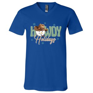 Western Christmas Howdy Cow Santa Christmas Howdy Holiday Gift V-Neck T-Shirt