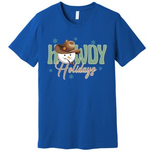 Western Christmas Howdy Cow Santa Christmas Howdy Holiday Gift Premium T-Shirt