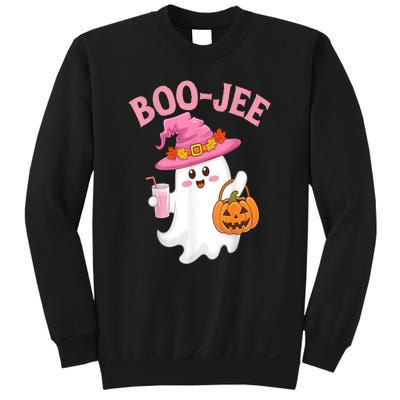 Women Cute Halloween Ghost Drinking Coffee Pumkin Ghost Ice Coffee Gift Sweatshirt