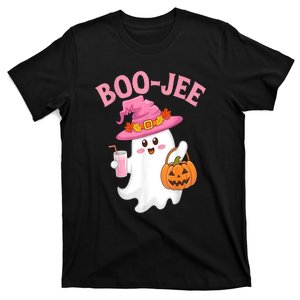 Women Cute Halloween Ghost Drinking Coffee Pumkin Ghost Ice Coffee Gift T-Shirt