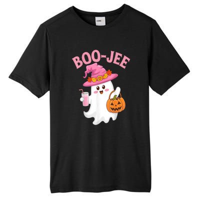 Women Cute Halloween Ghost Drinking Coffee Pumkin Ghost Ice Coffee Gift Tall Fusion ChromaSoft Performance T-Shirt