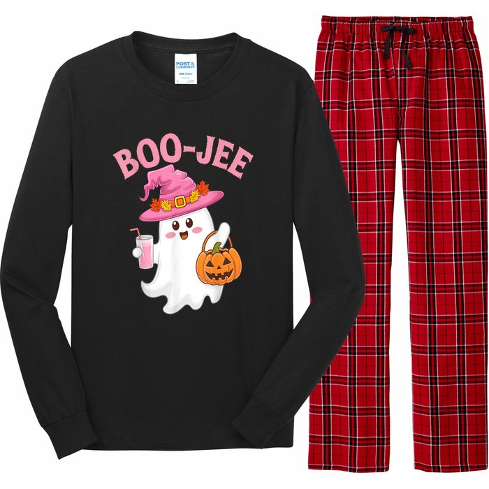 Women Cute Halloween Ghost Drinking Coffee Pumkin Ghost Ice Coffee Gift Long Sleeve Pajama Set