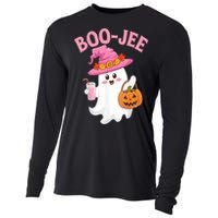 Women Cute Halloween Ghost Drinking Coffee Pumkin Ghost Ice Coffee Gift Cooling Performance Long Sleeve Crew