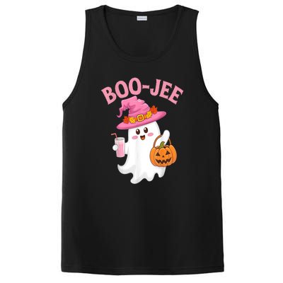 Women Cute Halloween Ghost Drinking Coffee Pumkin Ghost Ice Coffee Gift PosiCharge Competitor Tank