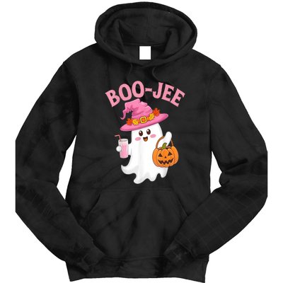 Women Cute Halloween Ghost Drinking Coffee Pumkin Ghost Ice Coffee Gift Tie Dye Hoodie