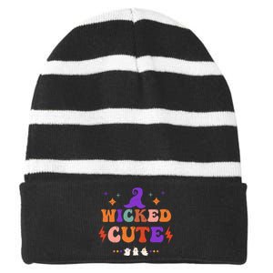 Wicked Cute Halloween Gift Striped Beanie with Solid Band