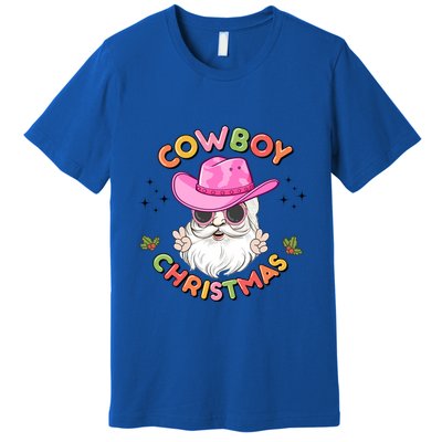Western Christmas Howdy Cow Santa Merry Cow Christmas Gift Premium T-Shirt