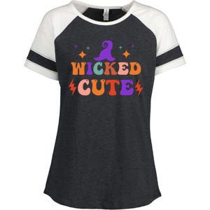 Wicked Cute Halloween Witch Enza Ladies Jersey Colorblock Tee