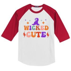 Wicked Cute Halloween Witch Kids Colorblock Raglan Jersey