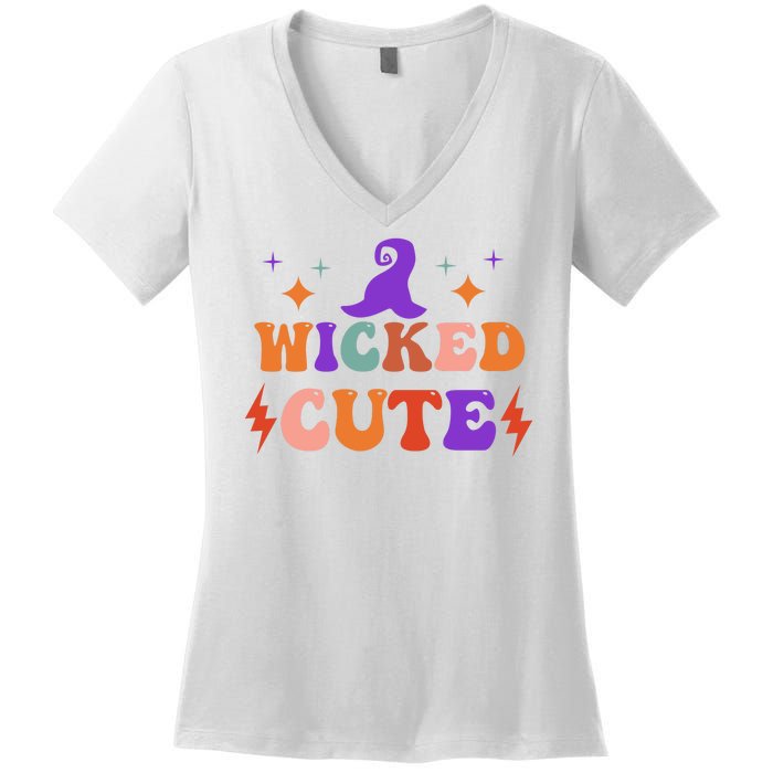 Wicked Cute Halloween Witch Women's V-Neck T-Shirt