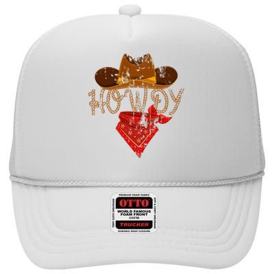 Western Cowboy Howdy High Crown Mesh Back Trucker Hat