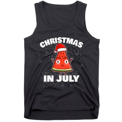 Watermelon Christmas In July Christmas Tree Summer Christmas Tank Top