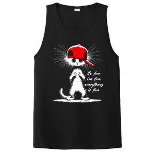 White Cat ItS Fine IM Fine Everything Is Fine Funny PosiCharge Competitor Tank