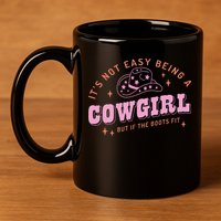 Western Country It's Not Easy Being A Cow Floral Hat 11oz C Handle Ceramic Mug