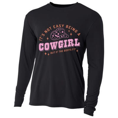 Western Country It's Not Easy Being A Cow Floral Hat Cooling Performance Long Sleeve Crew