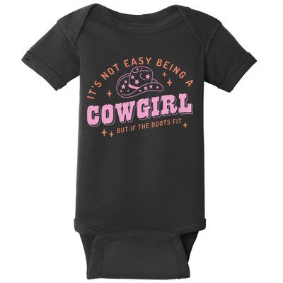 Western Country It's Not Easy Being A Cow Floral Hat Baby Bodysuit
