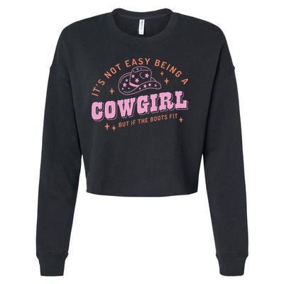 Western Country It's Not Easy Being A Cow Floral Hat Cropped Pullover Crew