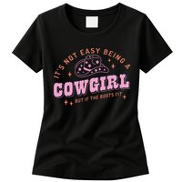 Western Country It's Not Easy Being A Cow Floral Hat Womens T-Shirt