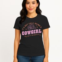 Western Country It's Not Easy Being A Cow Floral Hat Womens T-Shirt