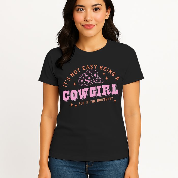 Western Country It's Not Easy Being A Cow Floral Hat Womens T-Shirt