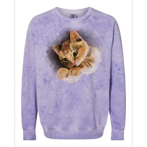 Watercolor Cat Illustration Colorblast Crewneck Sweatshirt