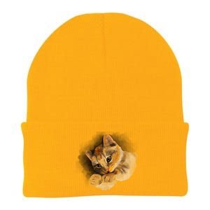 Watercolor Cat Illustration Knit Cap Winter Beanie