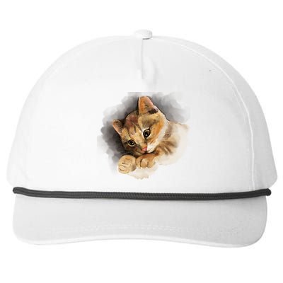 Watercolor Cat Illustration Snapback Five-Panel Rope Hat