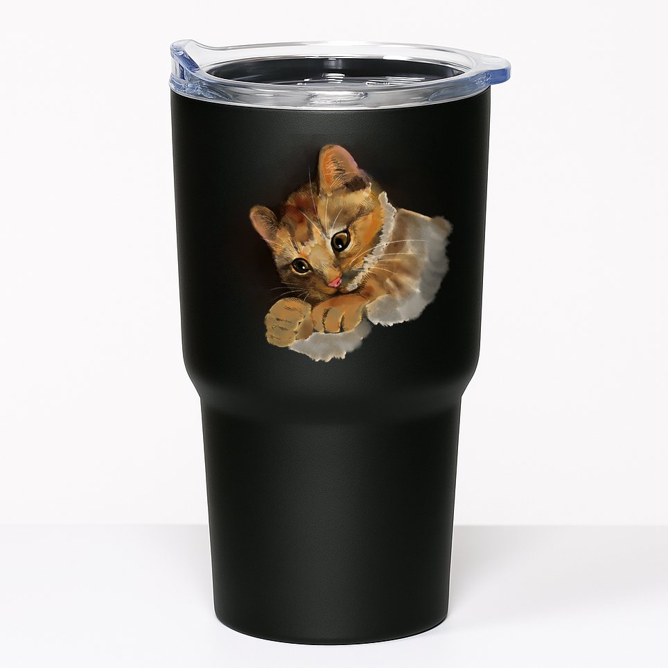Watercolor Cat Illustration Tumbler