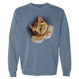 Watercolor Cat Illustration Garment-Dyed Sweatshirt