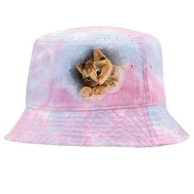 Watercolor Cat Illustration Tie-Dyed Bucket Hat