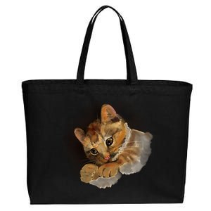 Watercolor Cat Illustration Cotton Canvas Jumbo Tote