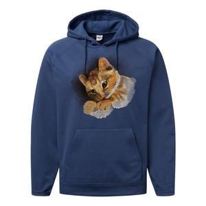 Watercolor Cat Illustration Performance Fleece Hoodie