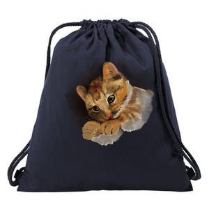 Watercolor Cat Illustration Drawstring Bag