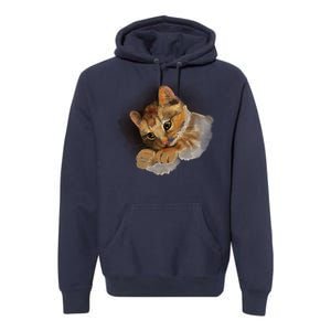 Watercolor Cat Illustration Premium Hoodie