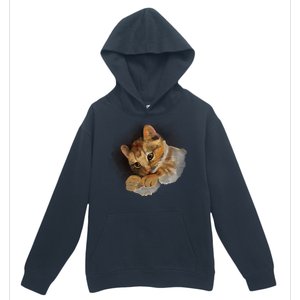 Watercolor Cat Illustration Urban Pullover Hoodie