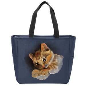 Watercolor Cat Illustration Zip Tote Bag