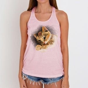 Watercolor Cat Illustration Women's Knotted Racerback Tank